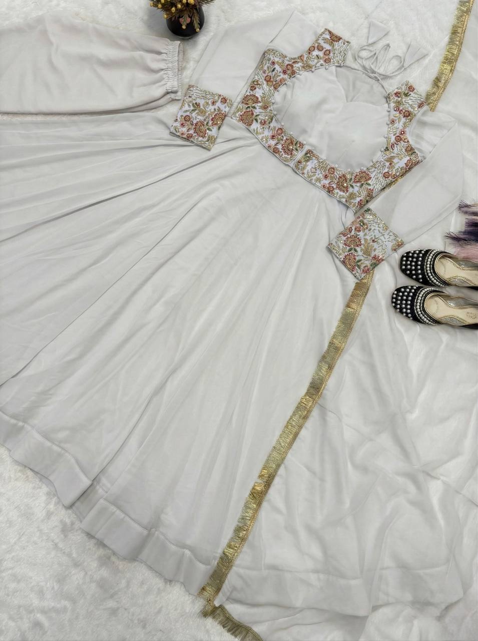Ethereal Ivory Embroidered Jacket Set